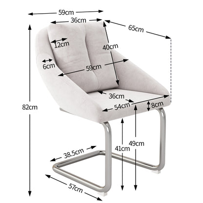 Esszimmerstuhl aus Samt, 2er-Set mit Kissen, entspannender Drehstuhl, gewölbte Stützbeine, Beige