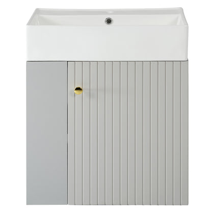Waschbecken mit Waschtischunterschrank, Waschtischunterschrank , Waschtischunterschrank hängend hellgrau , Kleine Gästebad Möbel