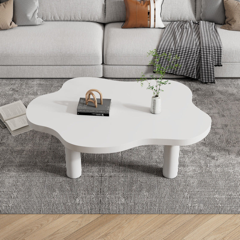 White Cloud Couchtisch, moderner Couchtisch mit 4 stabilen Stützbeinen, kleiner weißer Couchtisch, runde Kante, passt gut in Wohnzimmer, Schlafzimmer, Balkon, Terrasse
