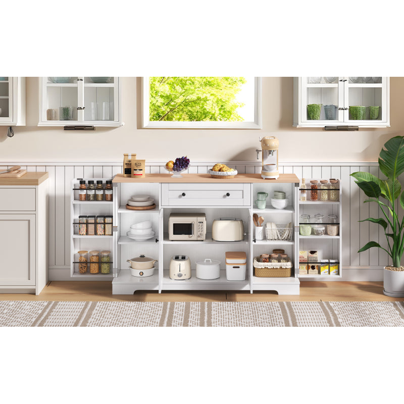 Multifunktionales Küchenbuffet – 138 cm Sideboard mit Schublade, Regaltüren & verstellbaren Einlegeböden – Modernes Design mit Kippschutz, ideal für Küche, Wohnzimmer & Schlafzimmer