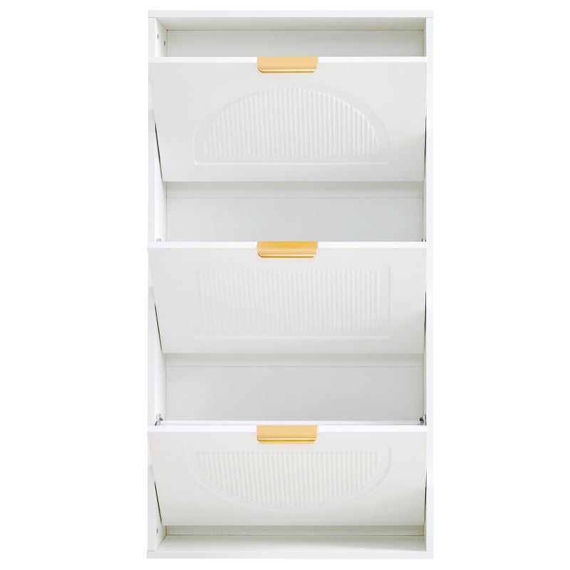 Schuhkipper Schmal mit 3 Klappen, Schuhschrank, Schuhschrank  Schuhkommode für Flur Wohnzimmer ,Weiß