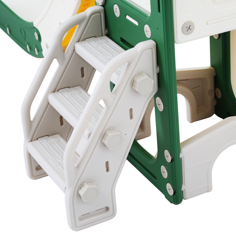 8 in 1 Kinderrutsche Kletterspielzeug, Multifunktionsrutsche mit 2 Rutschen, freistehende Rutsche, Klettern, Bohrspiel, Stauraum, Spielkorridor, Basketballkorb, Lasso-Spiel, Teleskop
