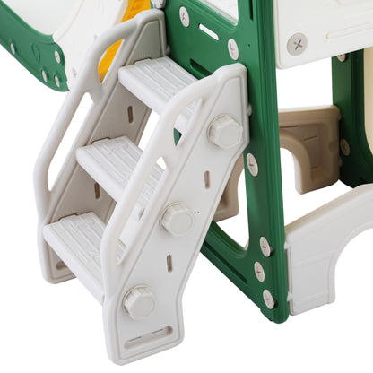 8 in 1 Kinderrutsche Kletterspielzeug, Multifunktionsrutsche mit 2 Rutschen, freistehende Rutsche, Klettern, Bohrspiel, Stauraum, Spielkorridor, Basketballkorb, Lasso-Spiel, Teleskop