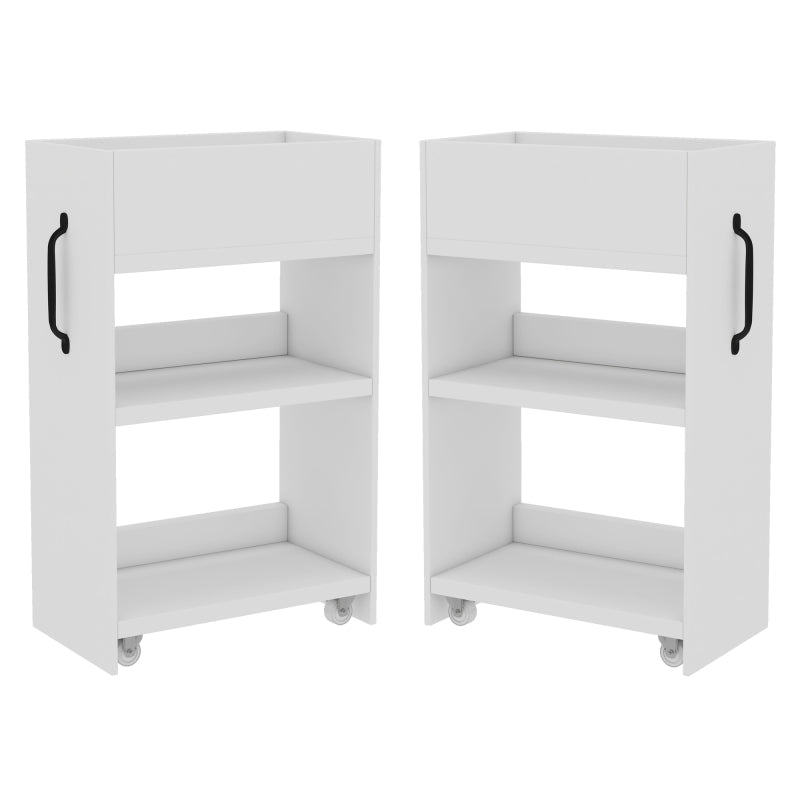 Aktenschrank auf Rollen - mit Fächern und Schubladen, Aktenschrank aus Holz, links-rechts tauschbar, Einzelschrank voll ausziehbar, White