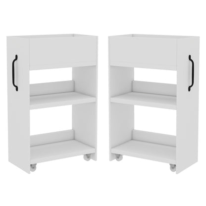 Aktenschrank auf Rollen - mit Fächern und Schubladen, Aktenschrank aus Holz, links-rechts tauschbar, Einzelschrank voll ausziehbar, White