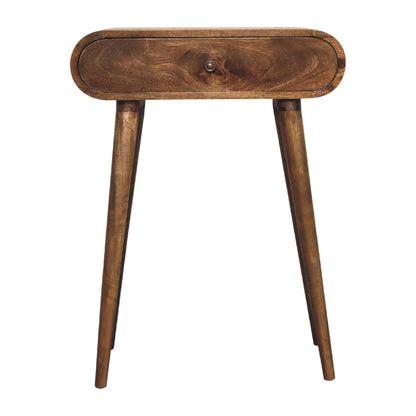 Mini London Konsolentisch aus massivem Mangoholz – Grau/Kastanie, 1 Schublade & Ablage, Handgefertigt, Bronze-Gestell, 60x30x78 cm