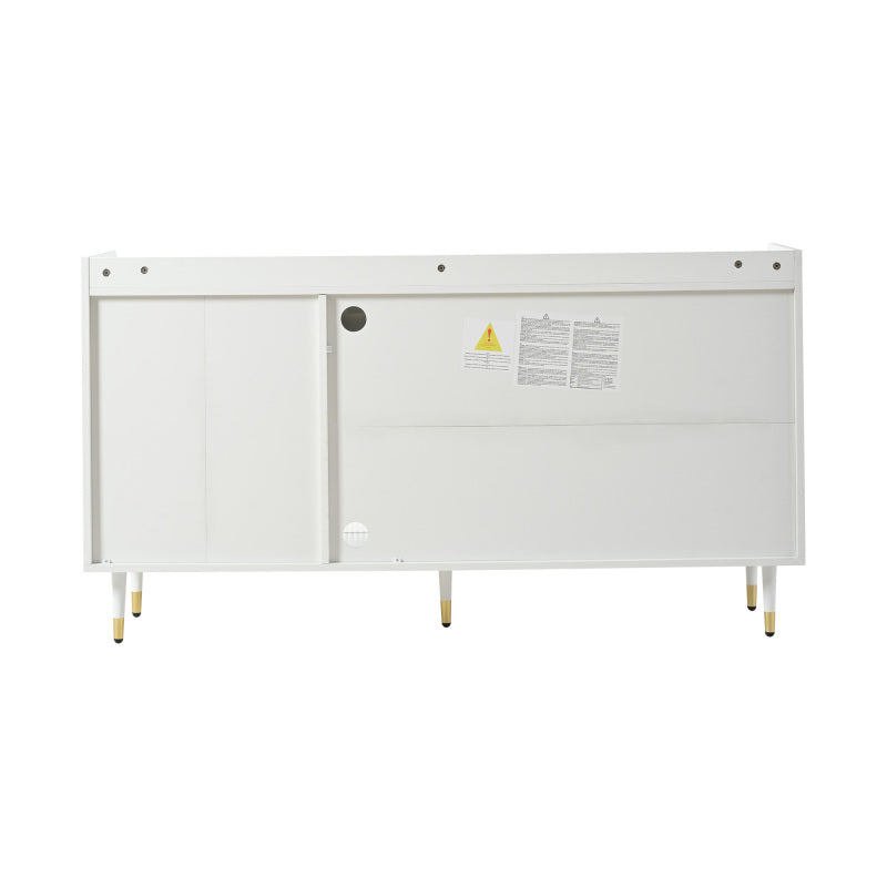 Sideboard mit Glasschiebetüren und LED-Beleuchtung – Freistehende Kommode aus Holz, Weiß