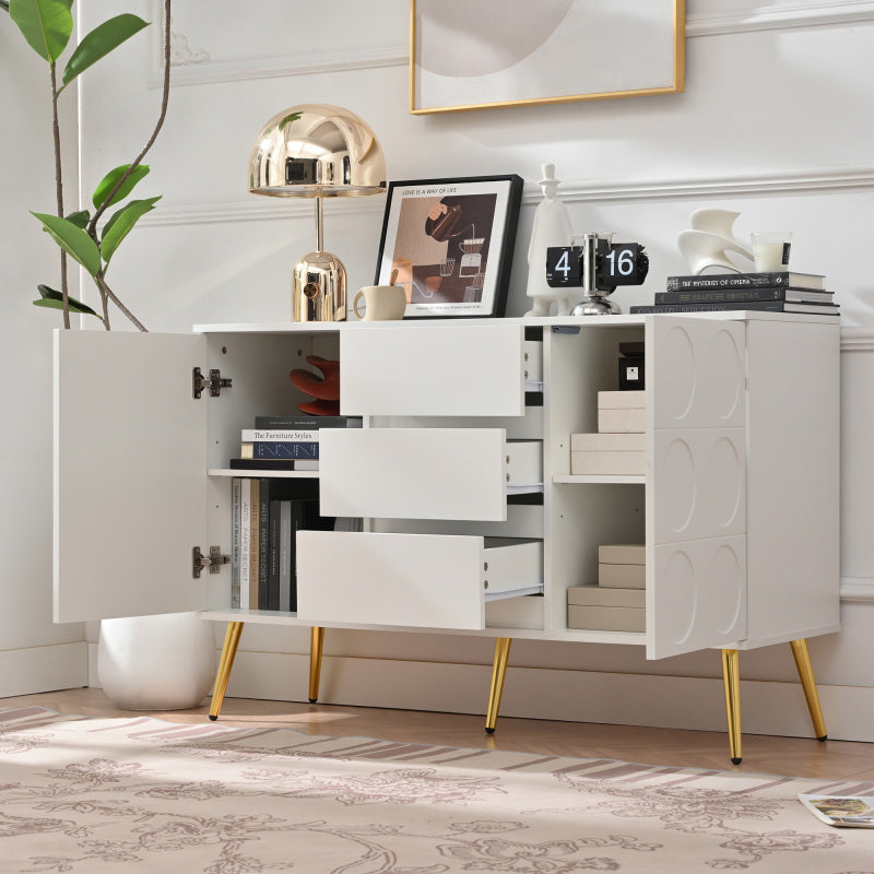 Kommode mit 3 Schubladen und 2 Türen, Kommodenschrank, für Schlafzimmer und Wohnzimmer, mit verstellbaren Regalen und Kippschutz, 120 x 40 x 78 cm, Weiß