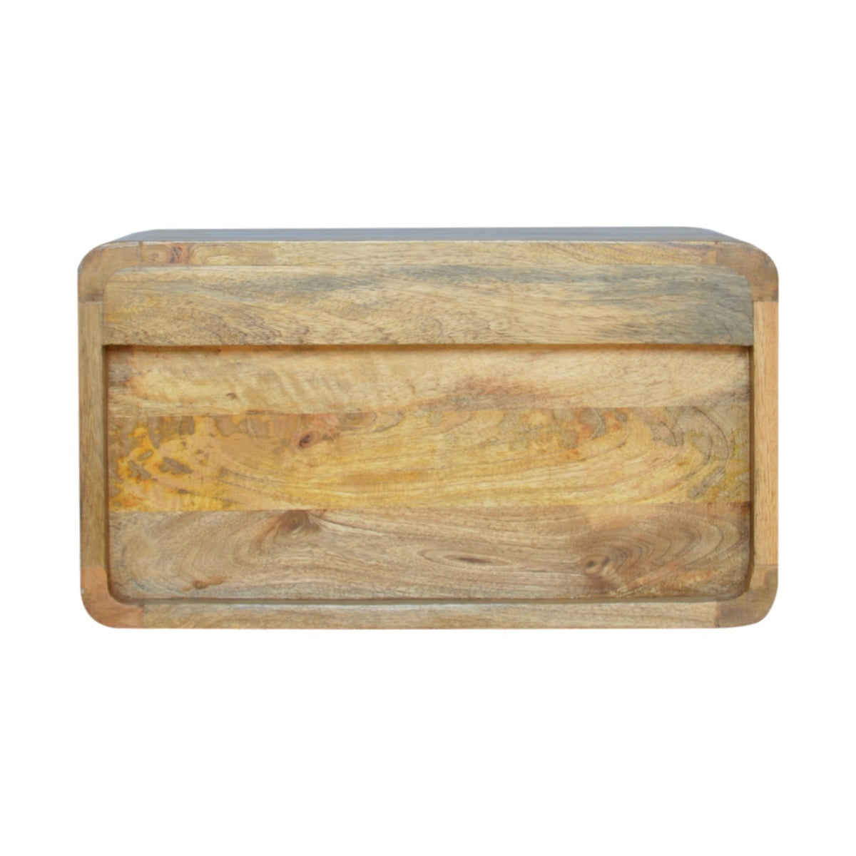 Schwebender Nachttisch aus massivem Mangoholz – Oak-ish Finish, 2 Schubladen, Wandmontage, Handgefertigt, Fertig montiert, 45x32x25 cm