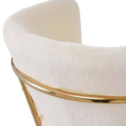 Freizeitstuhl, 2er-set, Esszimmerstuhl, Ankleide Stuhl mit vier Stützbeinen aus Metall, Kaninchendaunenimitat, beige