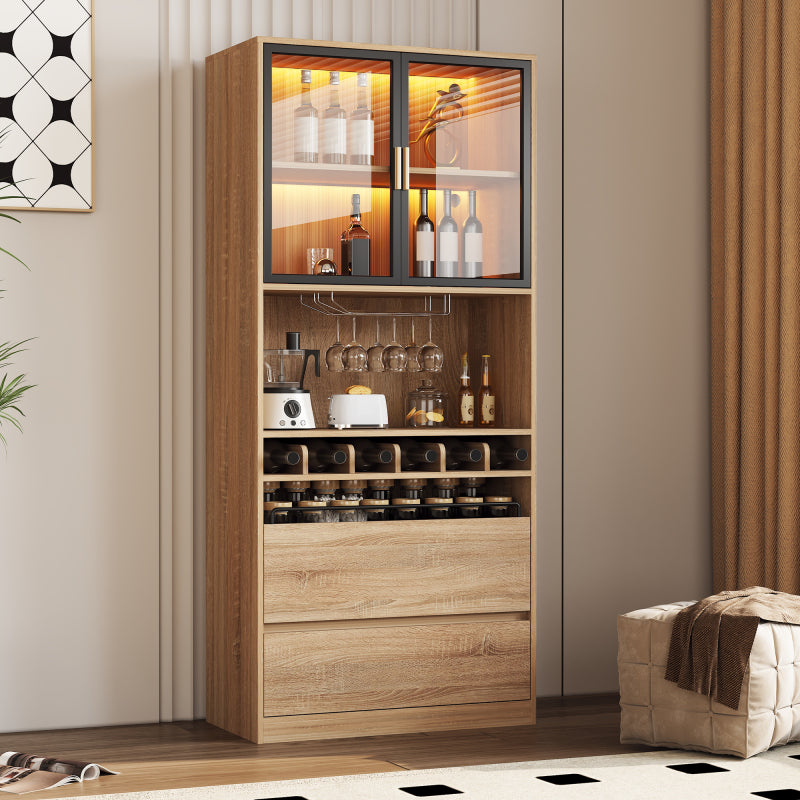 Badezimmerschrank,Spirituosenschrank,Vitrine Vitrinenschrank mit Glastüren und Beleuchtung 180 CM