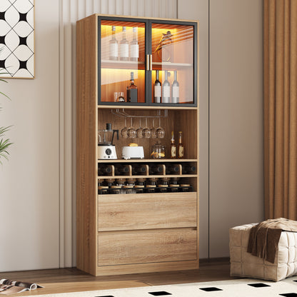 Badezimmerschrank,Spirituosenschrank,Vitrine Vitrinenschrank mit Glastüren und Beleuchtung 180 CM