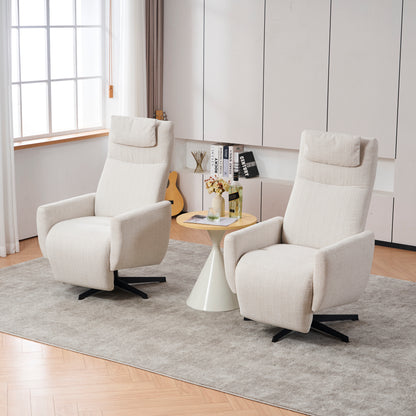 Bequemer Relaxsessel mit Liegefunktion – Chenille Fernsehsessel mit Fußstütze, drehbarer Stillsessel & Loungesessel für Wohnzimmer, modernes Sofa, Beige
