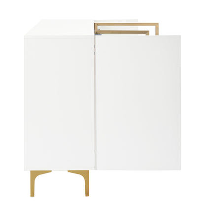 Elegantes 4-Tür Sideboard, Modernes Design, Grifflos, Viel Stauraum, Weiß