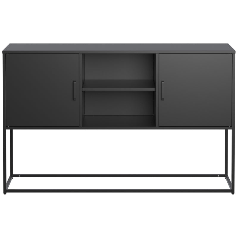 Schwarzer Metall-Akzent-Schrank, Sideboard-Buffet und Aufbewahrungs-Schrank-Safe, Robuster Metallbau mit stilvollem Schwarz, H 75 cm × B 120 cm × T 40 cm