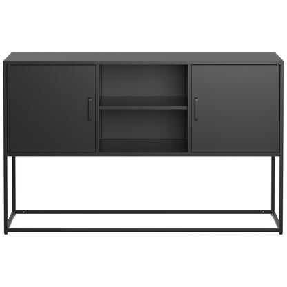 Schwarzer Metall-Akzent-Schrank, Sideboard-Buffet und Aufbewahrungs-Schrank-Safe, Robuster Metallbau mit stilvollem Schwarz, H 75 cm × B 120 cm × T 40 cm