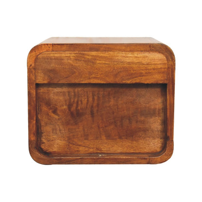 Schwebender Mini-Nachttisch aus Massivholz – Kastanienbraun, 2 Schubladen, Handgefertigt, Wandmontage, Nachhaltiges Design, 30x25x25 cm