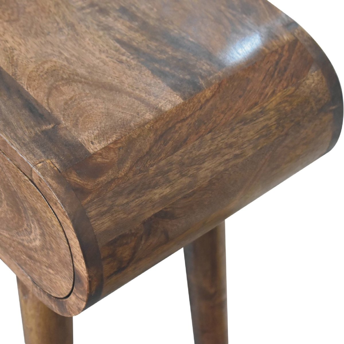 Mini London Konsolentisch aus massivem Mangoholz – Grau/Kastanie, 1 Schublade & Ablage, Handgefertigt, Bronze-Gestell, 60x30x78 cm