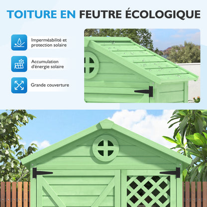 Outdoor Holz Gartenmöbel Aufbewahrungsschuppen, Werkzeughaus für Garten, Terrasse, verblassungsfrei, wetterfest, wartungsfrei, umweltfreundlich, sicher und geschützt, grün