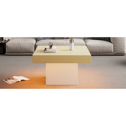 Kreativer LED-Couchtisch in Pilzform, 70x70x40 cm – Stilvoller, quadratischer Beistelltisch, 30 kg Tragkraft, modernes Design für Wohnzimmer