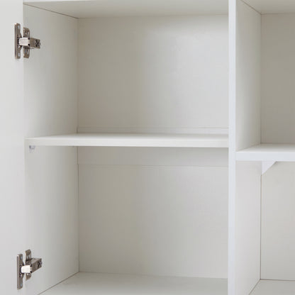 Vitrine mit LED-Beleuchtung, Hochschrank mit transparentes Acryl, für Wohnzimmer Büro Küche, offene Lagerung, Weiß