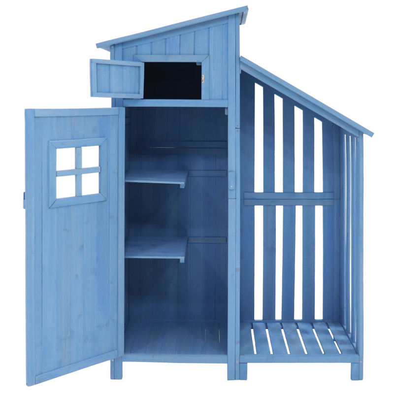 Gerätehaus Gartenschrank Geräteschuppen Geräteschrank, BxT: 124x46 cm,BxTxH:124x46x174cm, auch für kleine Gärten geeignet, Blau, (Holzhütte, 1 St., Gartenhaus)
