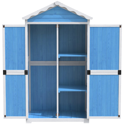Outdoor Holz Gartenmöbel Aufbewahrungsschuppen, Werkzeughaus für Garten, Terrasse, verblassungsfrei, wetterfest, sicher und geschützt, wartungsfrei, umweltfreundlich, blau