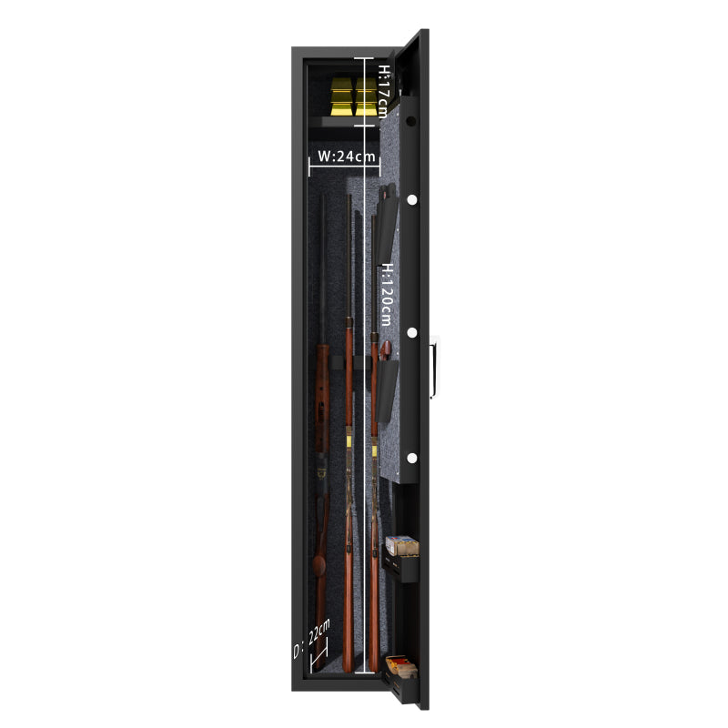 Gewehrschrank für 3 Langwaffen, Gewehrsafe für Gewehre und Pistolen, Schrotflinten-Safe, Schnellzugriff. Geeignet zur sicheren Aufbewahrung von Langwaffen und Schuss. H138 cm × B25 cm ×T25 cm