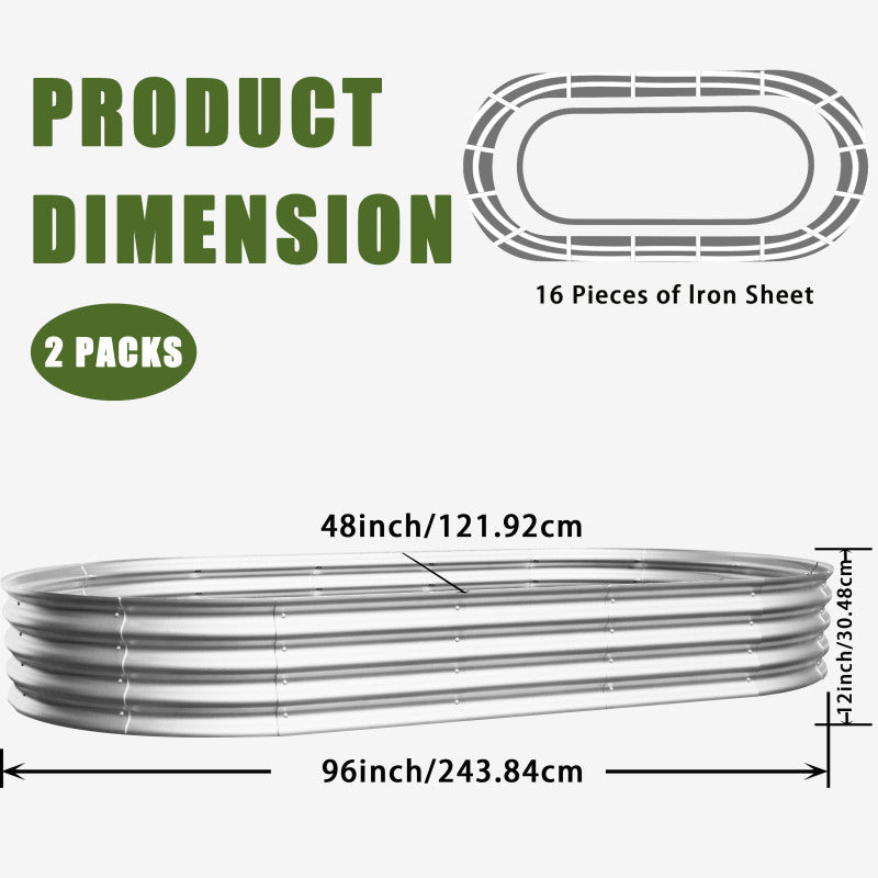 Hochbeet aus Metal Verzinkte Pflanzer erhöhte Gartenbett-Kit, Gartenbetten für im Freien für Gemüse, Blumen und Kräuter, Heavy Duty, rostbeständig, einfache Montage, 1pcs 8x4x1ft