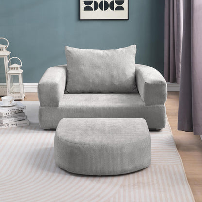 Modulares Sofa-Set Frottee (Terry Cloth), Sektionssofa Minimalistisch, Wohnzimmer Couchgarnitur, Umkehrbar, Light Grey