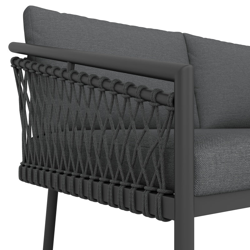 Garten Lounge Set, Seil Gartenmöbel Set, Modernes Outdoor Sofa Set Handgewebtes Seil, Inklusive Aller Sitz- Und Rückenkissen, Balkonset, Garten Und Terrasse, Grau