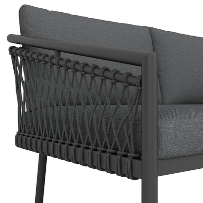 Garten Lounge Set, Seil Gartenmöbel Set, Modernes Outdoor Sofa Set Handgewebtes Seil, Inklusive Aller Sitz- Und Rückenkissen, Balkonset, Garten Und Terrasse, Grau