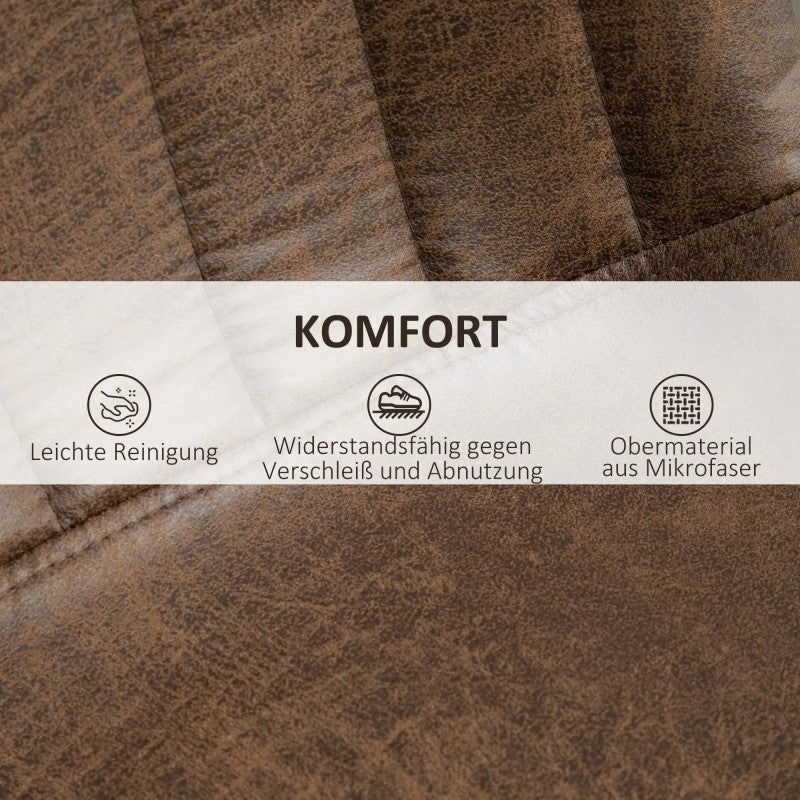2er-Set Barhocker Küchenhocker höhenverstellbar mit Fußstützen Drehstuhl Braun Polyester, für Bar, Küche
