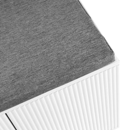 Garderoben-Set mit Schuhschrank & Sitzbank, Wellenfront, Push-to-Open, goldene Details, Weiß