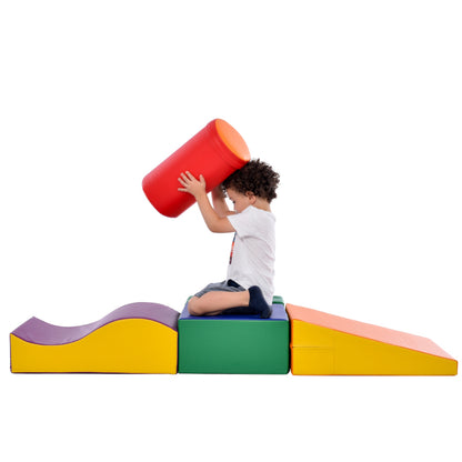 6 TLG Riesenbausteine zum Toben & Klettern Großbausteine für Kinder. Treppe und Rutsche für Kinder - Spielzeug zum Klettern, Rutschen und Krabbeln. im Vorschulalter & Babys Softbausteine, bunt.
