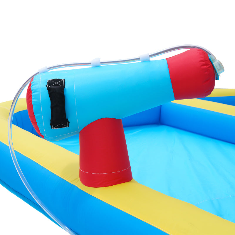 [Ganzjähriger Spielspaß] Hüpfburg mit Gebläse Multifunktionaler Wasserpark+Trampolinpark für Kinder, Inklusive 450W-Gebläse