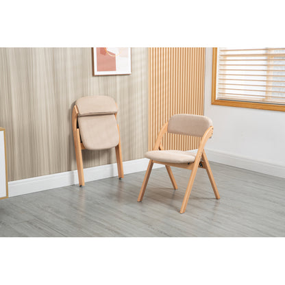 Folding Chairs with Padded Seats, Set of 2 with Removable Cover Folding Extra Chair for Guests Kitchen Office Wedding Party Picnic, Khaki