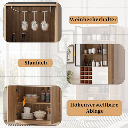 Badezimmerschrank,Spirituosenschrank,Vitrine Vitrinenschrank mit Glastüren und Beleuchtung 180 CM
