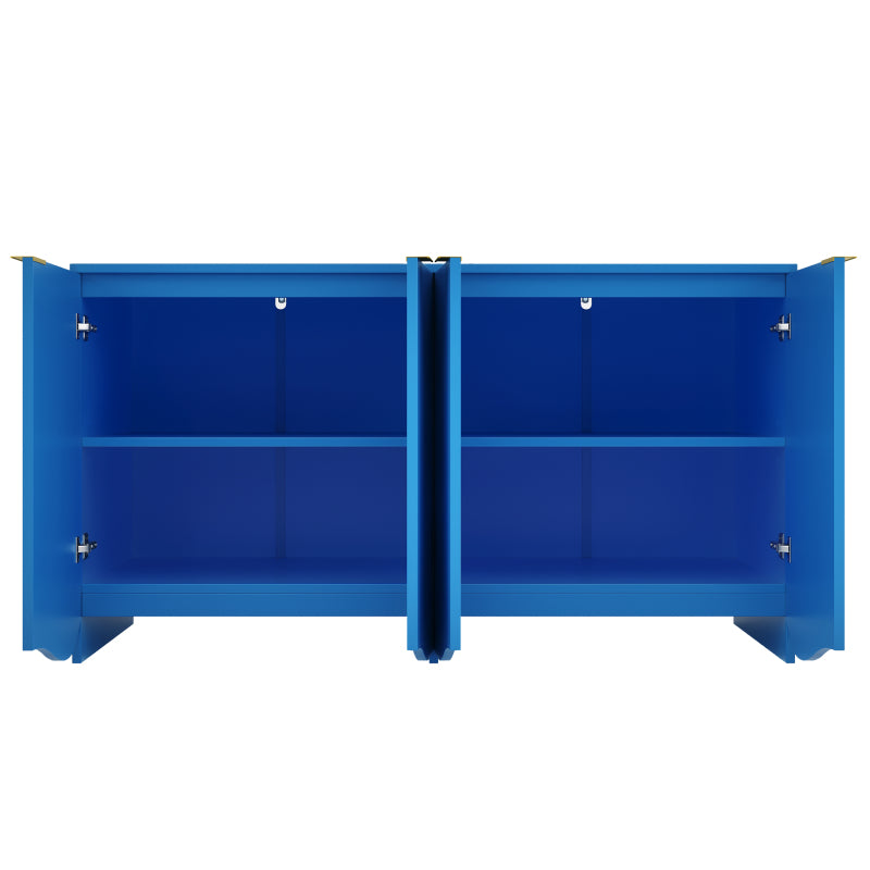 Sideboard(140×40×85cm), buffetschrank, cabinets, Esszimmer Wohnzimmer Aufbewahrungsschränke, Gemusterte Schränke, Freistehende Schränke, Küchenmöbel,Wellenmuster-Design, Blau