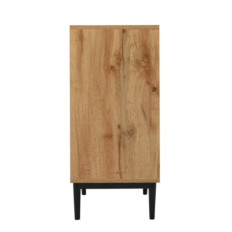 Moderner sideboard aus Holz mit drei Türen und Regalen