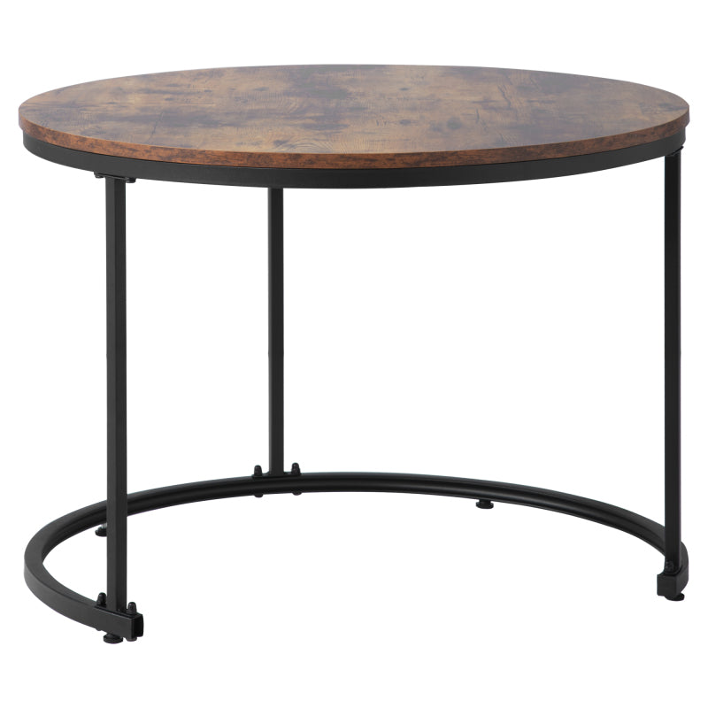Runder Couchtisch 2er Set Satz Couchtisch Wohnzimmer Runder geschachtelter Beistelltisch 2 Runder Beistelltisch (Braun)