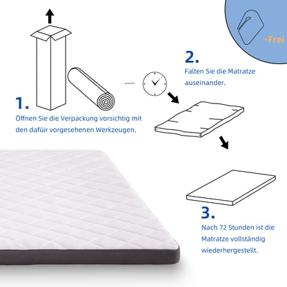Matratzentopper 140x200 cm, 7 Zonen, H3, 7cm Höhe, Öko-TEX, Ergonomisch