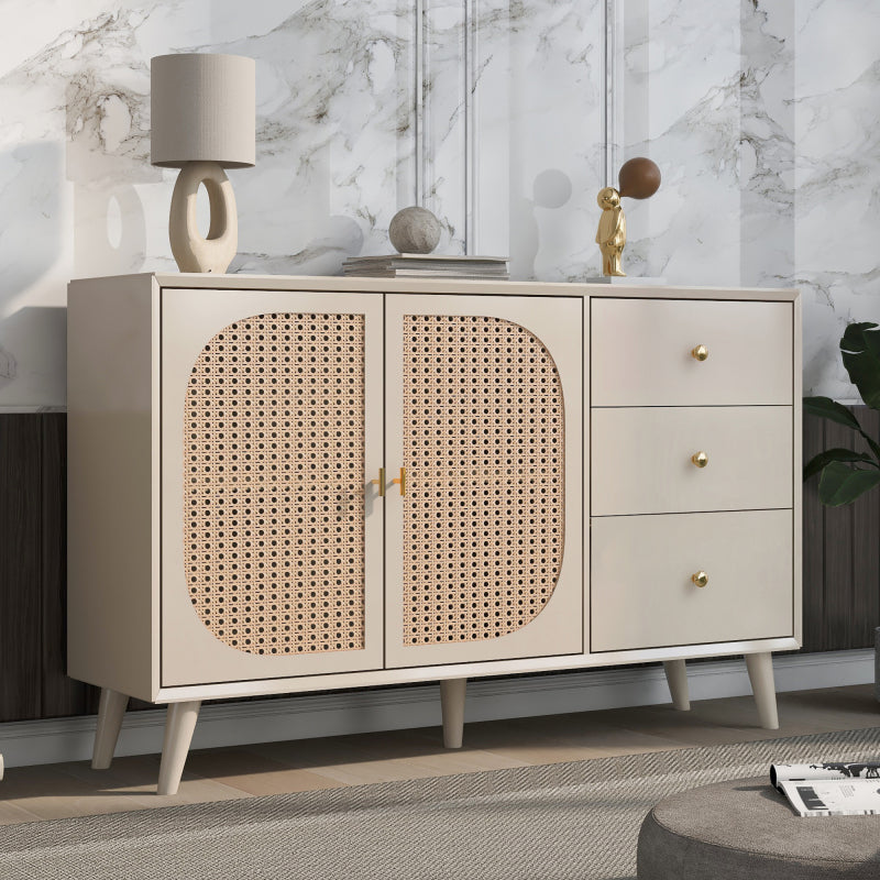 Esszimmer Wohnzimmer Sideboard Kommode Stehschrank Aufbewahrung Sideboard TV-Tisch mit Türen und Schubladen Sideboard mit großem Stauraum Offwhite Creme Breite 120 cm