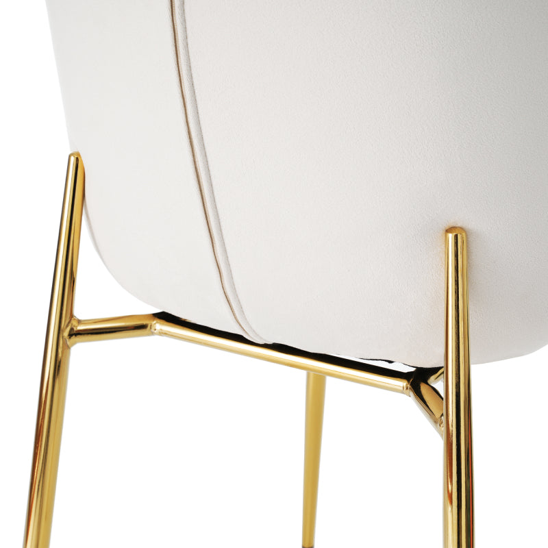 Esszimmerstuhl aus Samt, 2er-set, Loungesessel mit vier Metallfüßen, Beige