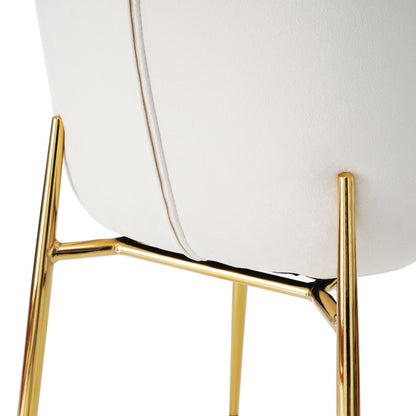 Esszimmerstuhl aus Samt, 2er-set, Loungesessel mit vier Metallfüßen, Beige