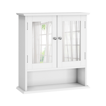 Badezimmerschrank mit Spiegel, weißer Arzneischrank mit verstellbarem Regal, Toilettenschrank in Waschküche und Küche