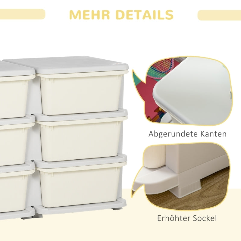 Aufbewahrungsbox Kunststoff, 6 Schubladen, Spielzeug Organizer, kleiner Schubladenschrank für Kinder, Cremeweiß