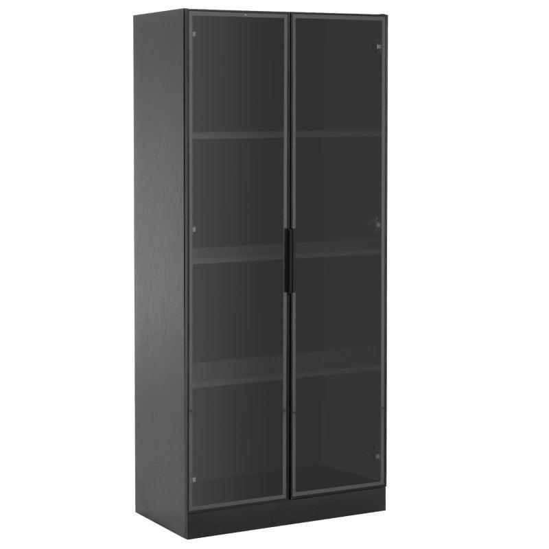 Staubdichte LED-Glasvitrine mit gehärteter Glastür, Vitrine, Bücherregal, Badezimmer 70×40×160 cm Schwarze