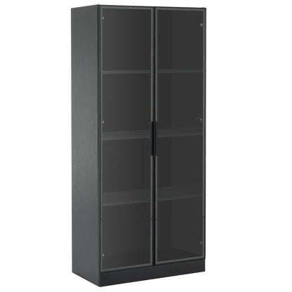 Staubdichte LED-Glasvitrine mit gehärteter Glastür, Vitrine, Bücherregal, Badezimmer 70×40×160 cm Schwarze