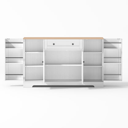 Multifunktionales Küchenbuffet – 138 cm Sideboard mit Schublade, Regaltüren & verstellbaren Einlegeböden – Modernes Design mit Kippschutz, ideal für Küche, Wohnzimmer & Schlafzimmer